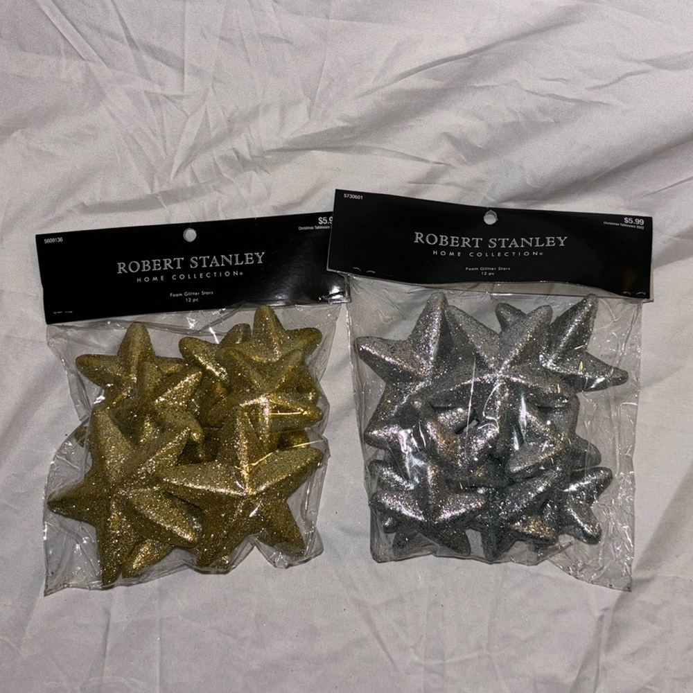 Robert Stanley Foam Star Table Scatter Silver & Gold NWT